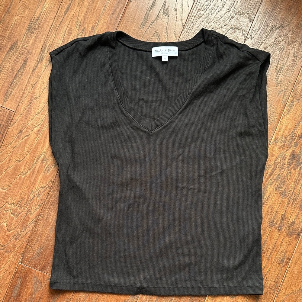 Michael Stars Classic Black V-Neck Tee